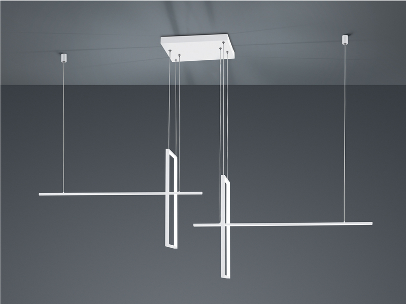 Große Design LED Pendelleuchte ANKE - dimmbar Weiß, Breite 200cm