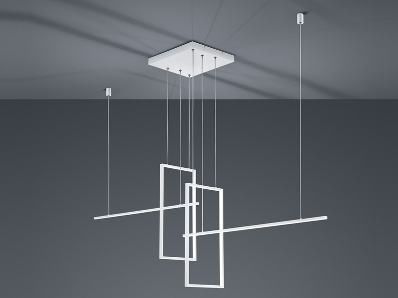 Große Design LED Pendelleuchte ANKE - dimmbar Weiß, Breite 200cm