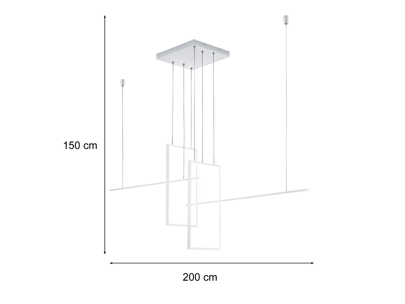 Große Design LED Pendelleuchte ANKE - dimmbar Weiß, Breite 200cm