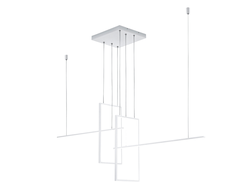 Große Design LED Pendelleuchte ANKE - dimmbar Weiß, Breite 200cm