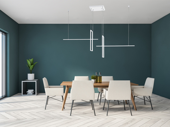 Große Design LED Pendelleuchte ANKE - dimmbar Weiß, Breite 200cm