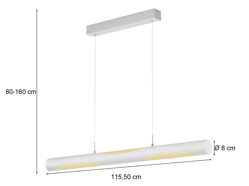 LED Pendelleuchte VIKTOR dimmbar & höhenverstellbar, Breite 115cm, Weiß