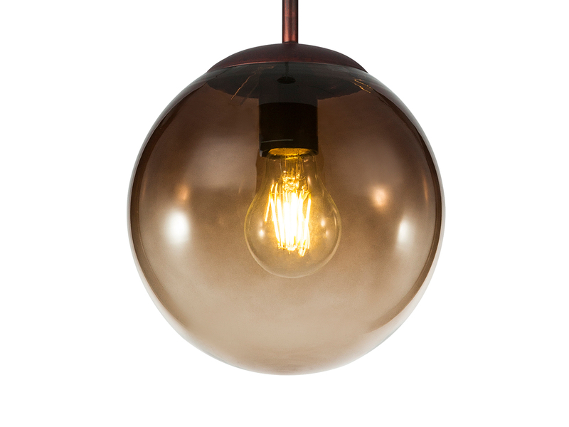 LED Hängelampe mit Glaskugel Design aus Amberglas, Ø 20cm