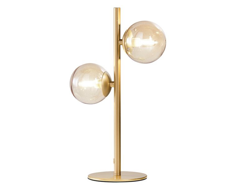Ausgefallene LED Tischleuchte Gold - Glaskugeln Bernstein, Höhe 40cm