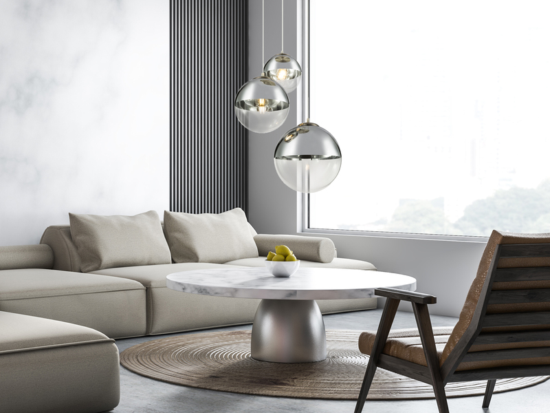 Pendelleuchte 3-flammig mit Glaskugeln Chrom & Klarglas Ø 51cm, inkl. E27 LED