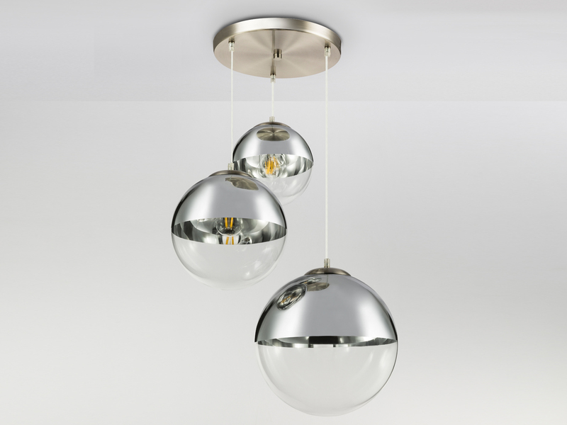 LED Hängelampe 3-flammig mit Glaskugeln in Chrom & Klarglas