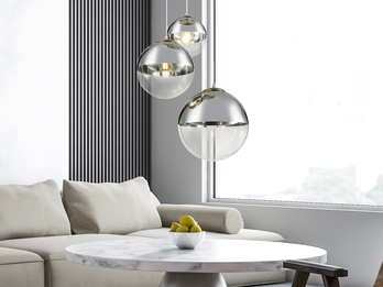 Pendelleuchte 3-flammig mit Glaskugeln Chrom & Klarglas Ø 51cm, inkl. E27 LED Pendelleuchte 3-flammig mit Glaskugeln Chrom & Klarglas Ø 51cm, inkl. E27 LED