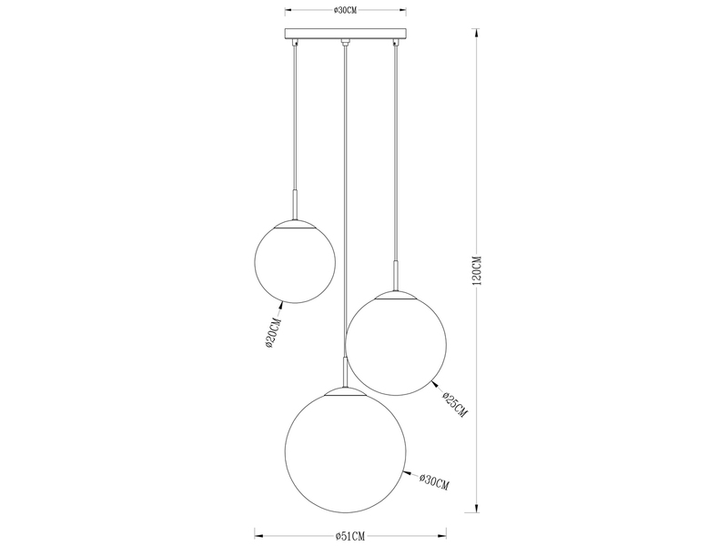 LED Hängelampe 3-flammig mit Glaskugeln aus Rauchglas