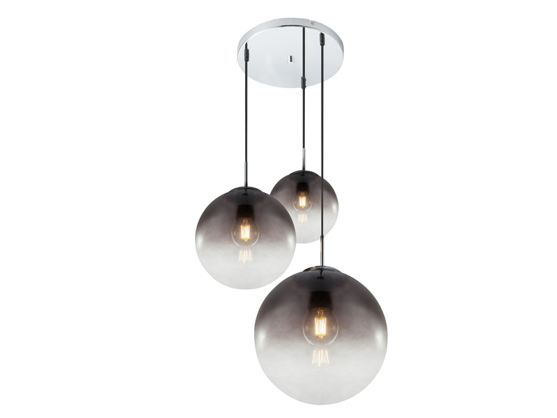 Pendelleuchte 3-flammig mit Glaskugeln Rauchglas Ø 51cm, inkl. E27 LED
