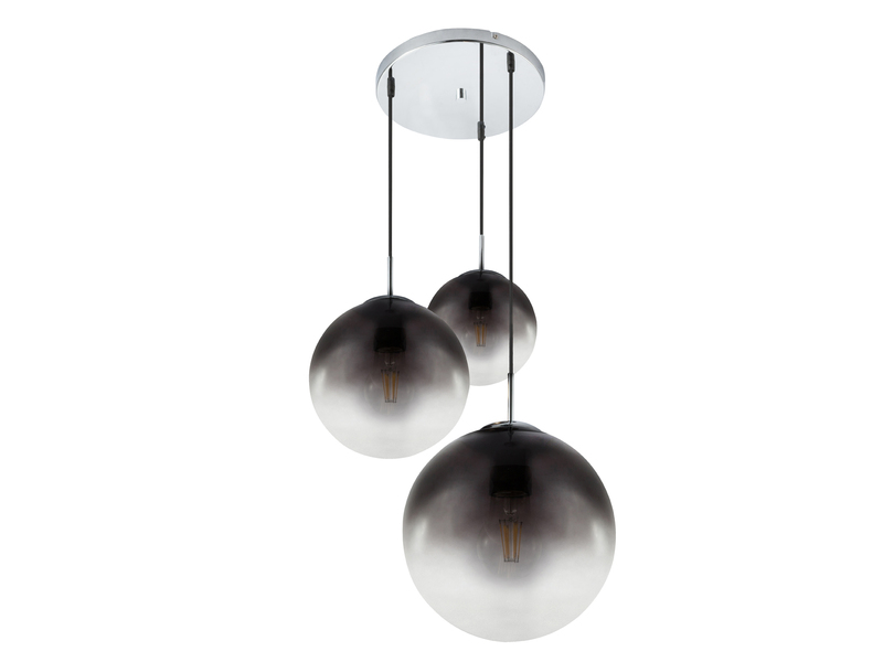 Pendelleuchte 3-flammig mit Glaskugeln Rauchglas Ø 51cm, inkl. E27 LED
