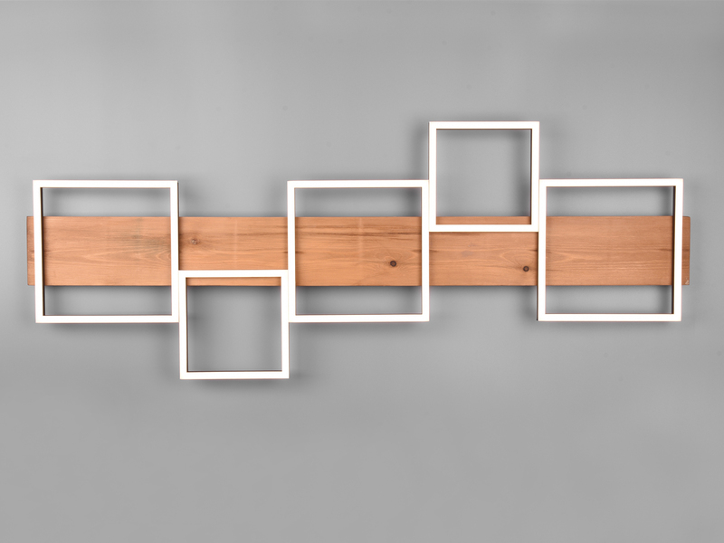 Flache LED Deckenleuchte HARPER dimmbar Holzbrett naturbelassen, Breite 115cm