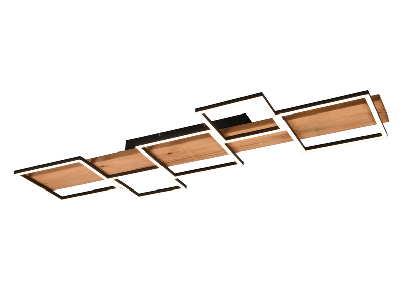 Flache LED Deckenleuchte HARPER dimmbar Holzbrett naturbelassen, Breite 115cm