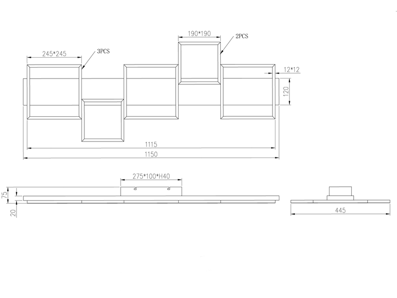 Flache LED Deckenleuchte HARPER dimmbar Holzbrett naturbelassen, Breite 115cm
