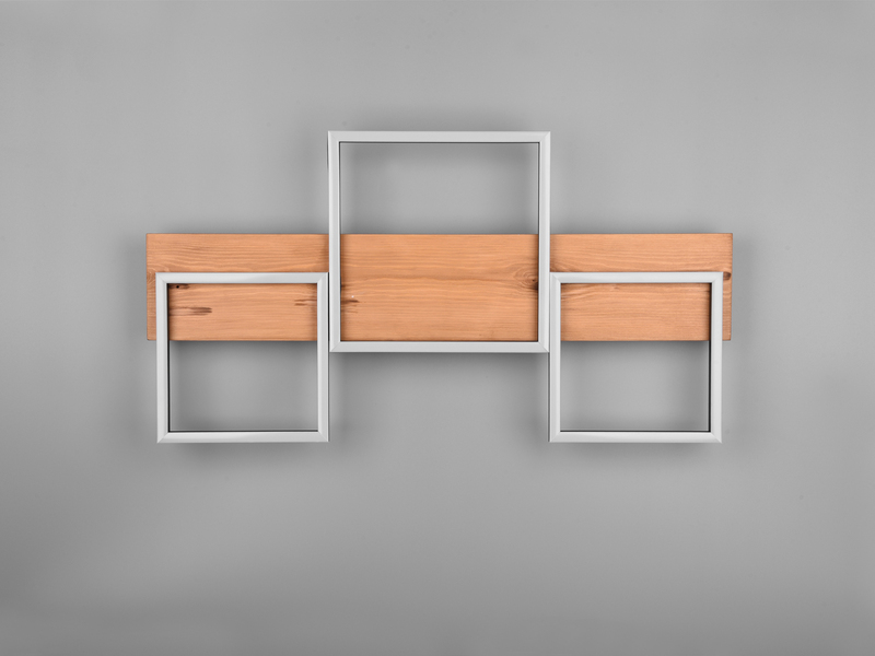 Flache LED Deckenleuchte HARPER dimmbar Holzbrett naturbelassen, Breite 65cm
