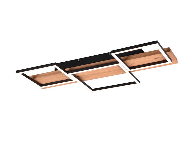 Flache LED Deckenleuchte HARPER dimmbar Holzbrett naturbelassen, Breite 65cm