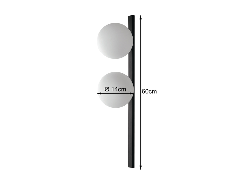 Außergewöhnliche Wandlampe PLUTO mit Glaskugel Weiß, Retro Stil, Höhe 60cm