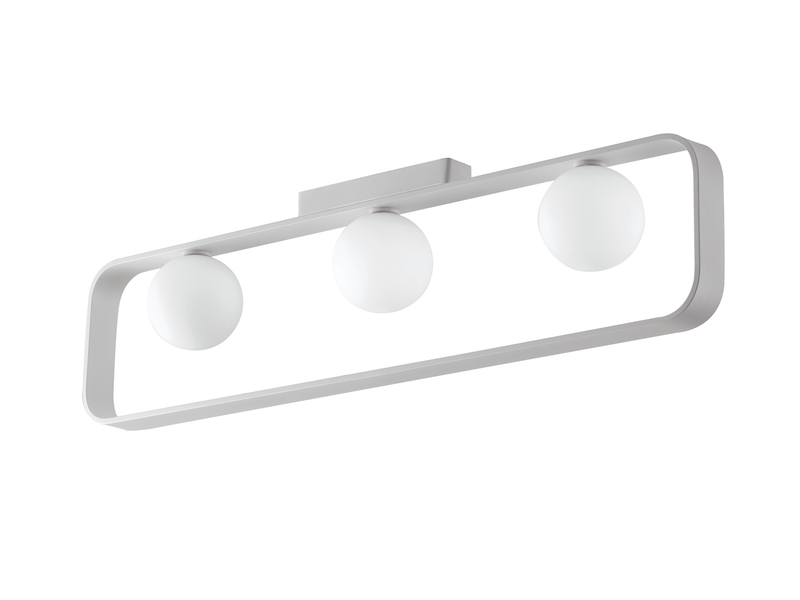 Deckenleuchte ROXY 3 flammig Weiß mit Glaskugeln Opalweiß, Breite 80cm