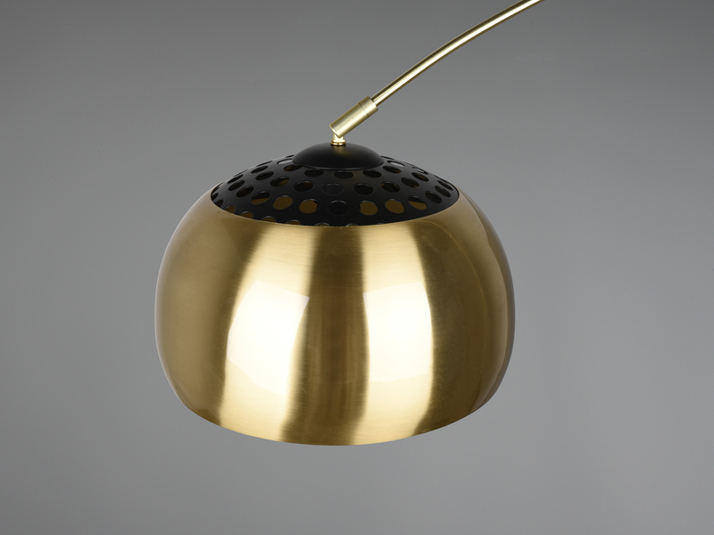 Bogenlampe ARGENTINA Schirm Messing Gold, große Ausladung, Höhe 200cm