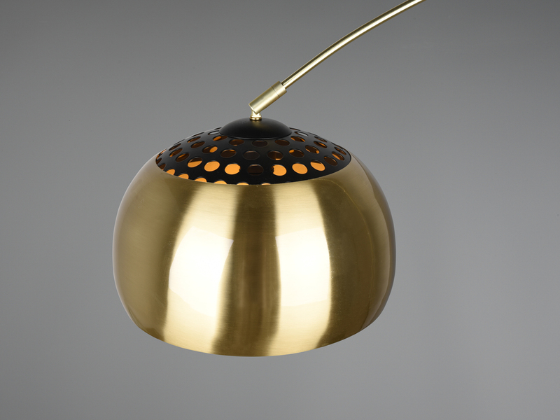 Bogenlampe ARGENTINA Schirm Messing Gold, große Ausladung, Höhe 200cm