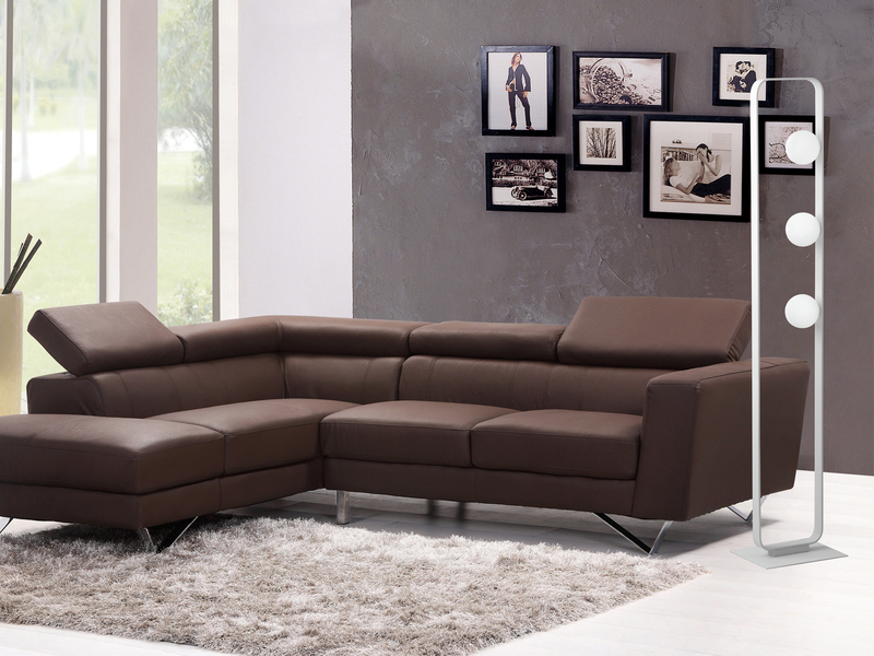 Stehlampe ROXY 3-flammig Weiß mit Glaskugeln in Opalweiß, Höhe 140cm