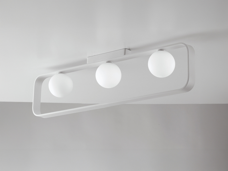 LED Deckenleuchte 3 flammig Weiß mit Glaskugeln Opalweiß, Breite 80cm