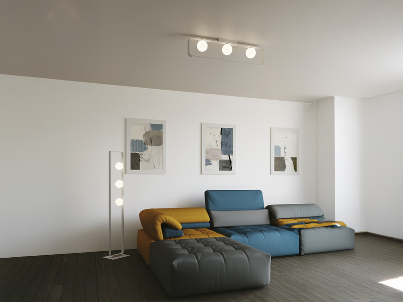 LED Deckenleuchte 3 flammig Weiß mit Glaskugeln Opalweiß, Breite 80cm