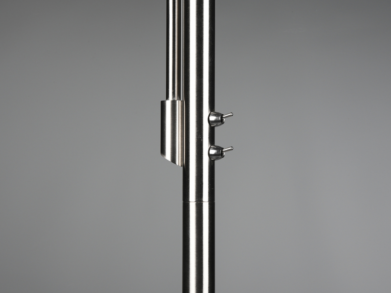 LED Stehleuchte Silber mit Leselicht & Stoffschirm Schwarz, 163cm