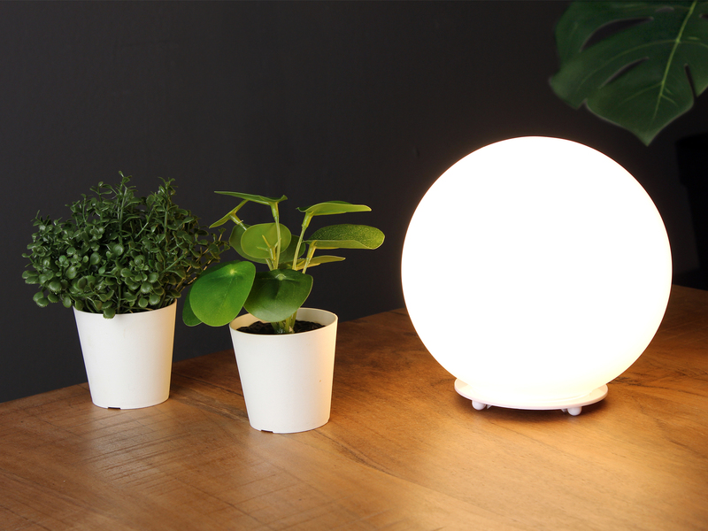 Große Tischleuchte Kugel CITY - Glaskugel Opal Weiß , Ø 35cm