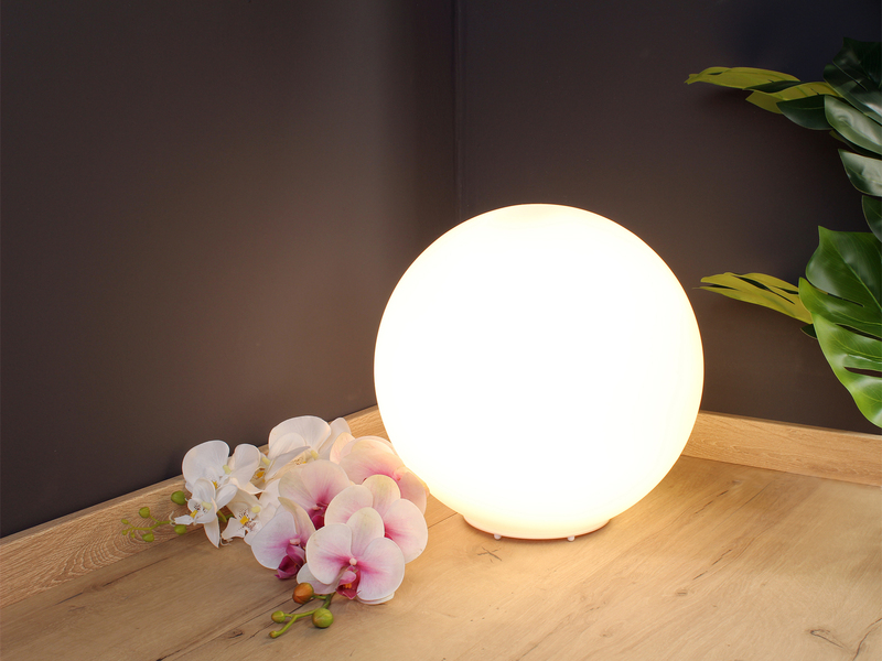 Kugel Tischleuchte CITY Glaskugel Lampenschirm in Opalweiß, Ø 35cm