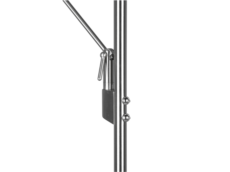 LED Deckenfluter BRANTFORD Silber schwenkbar mit Lesearm, Höhe 180cm