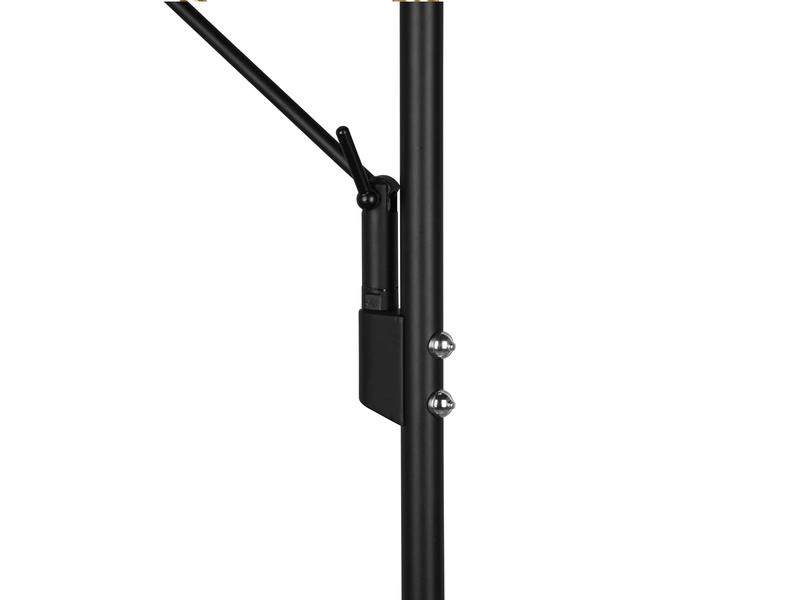 LED Deckenfluter BRANTFORD Schwarz schwenkbar mit Lesearm, Höhe 180cm