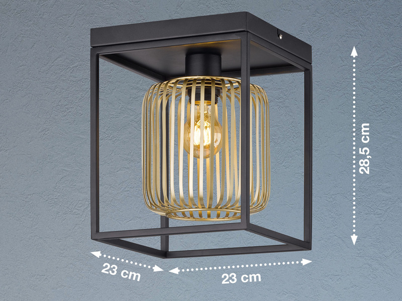 Deckenleuchte 1 flammig Lamellen Lampenschirm Gold, 23x23cm