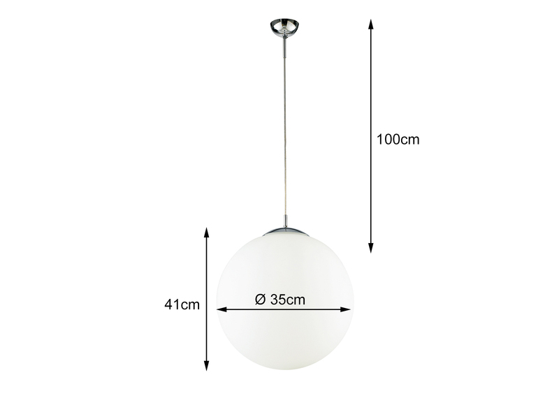 Pendelleuchte CITY 1 flammig Glaskugel Opal Weiß, Ø 35cm
