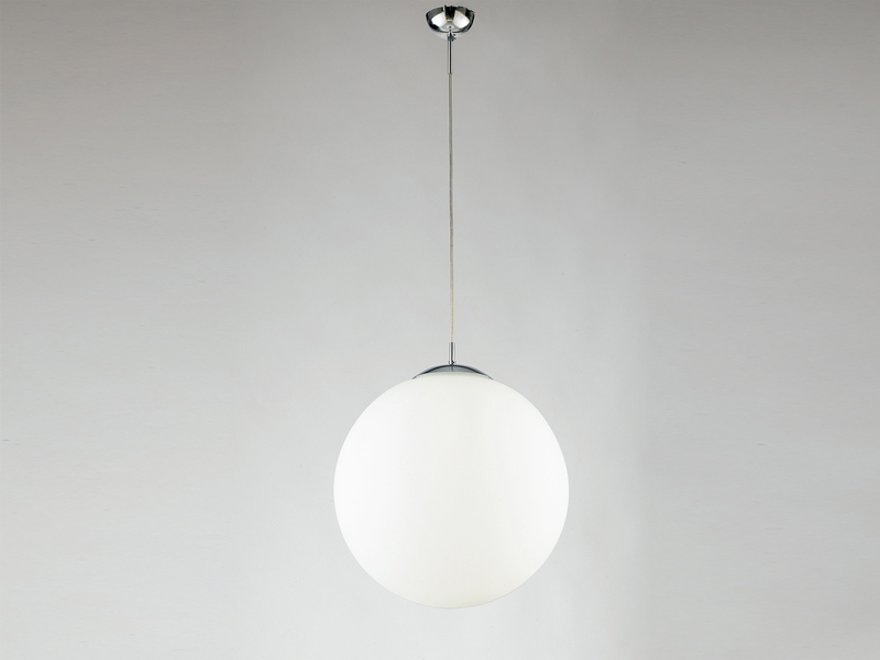 Pendelleuchte CITY einflammig Glaskugel Opalweiß, Ø 35cm