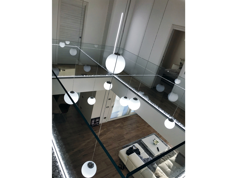 Pendelleuchte CITY 1 flammig Glaskugel Opal Weiß, Ø 35cm
