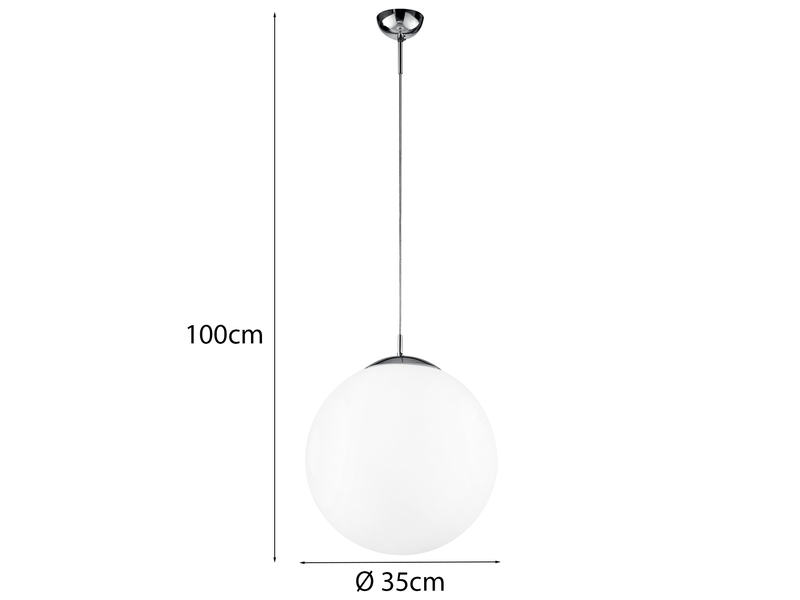 Pendelleuchte CITY einflammig Glaskugel Opalweiß, Ø 35cm