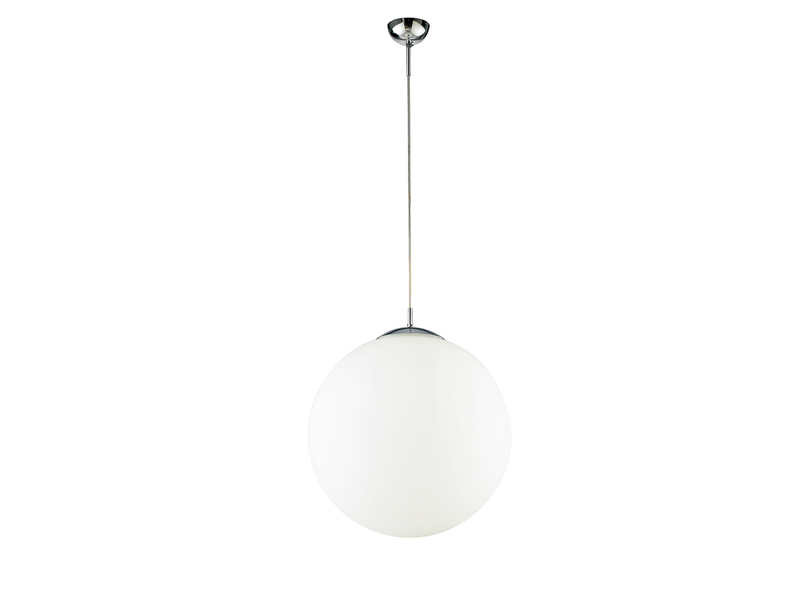 Große Pendelleuchte CITY 1 flammig Glaskugel Opal Weiß, Ø 45cm