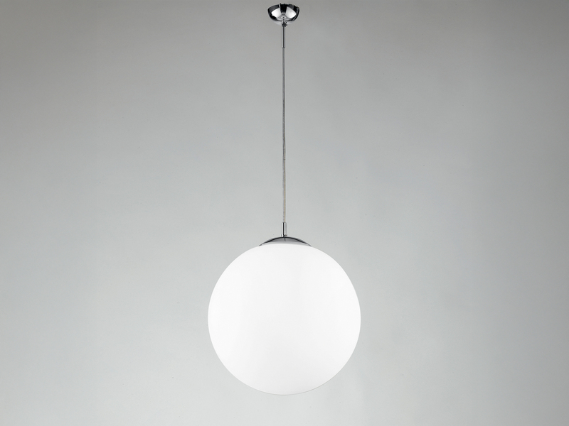 Pendelleuchte CITY einflammig Glaskugel Opalweiß, Ø 45cm