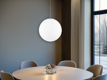 Pendelleuchte CITY einflammig Glaskugel Opalweiß, Ø 45cm