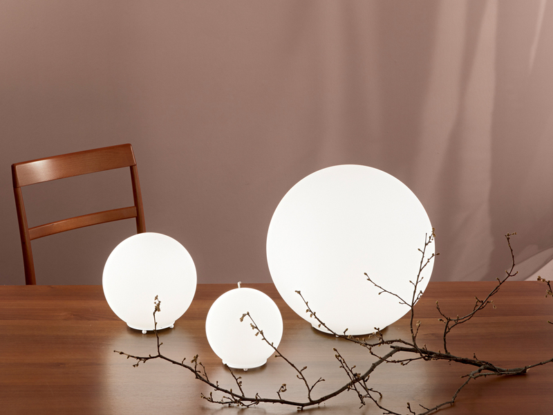 Kleine LED Tischleuchte Glaskugel Lampenschirm Opalweiß, Ø 20cm