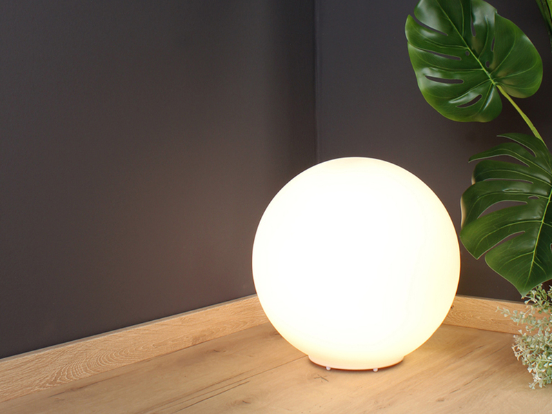 LED Kugel Tischleuchte Glaskugel Lampenschirm in Opalweiß, Ø 35cm