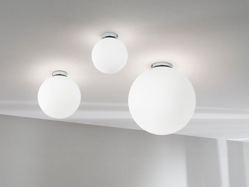 Kleine LED Deckenleuchte 1 flammig Glaskugel Opal Weiß, Ø 15cm