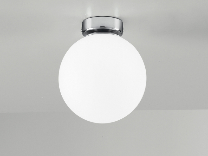Kleine LED Deckenleuchte 1 flammig Glaskugel Opal Weiß, Ø 15cm
