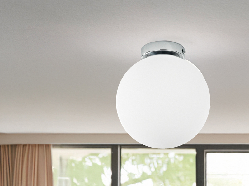Kleine LED Deckenleuchte 1 flammig Glaskugel Opal Weiß, Ø 15cm