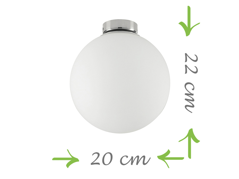 Kleine LED Deckenleuchte 1 flammig Glaskugel Opal Weiß, Ø 20cm