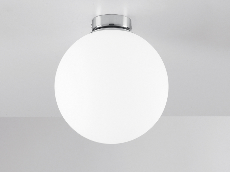 Kleine LED Deckenleuchte 1 flammig Glaskugel Opal Weiß, Ø 20cm