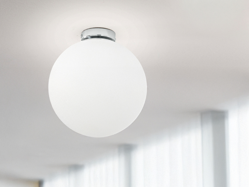 Kleine LED Deckenleuchte 1 flammig Glaskugel Opal Weiß, Ø 20cm