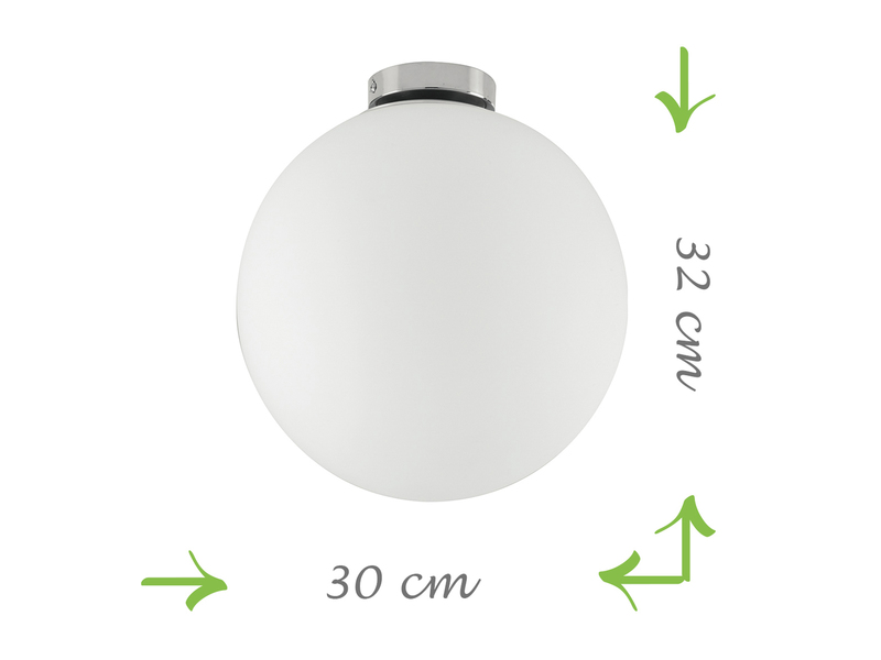 Große LED Deckenleuchte 1 flammig Glaskugel Weiß satiniert, Ø 30cm