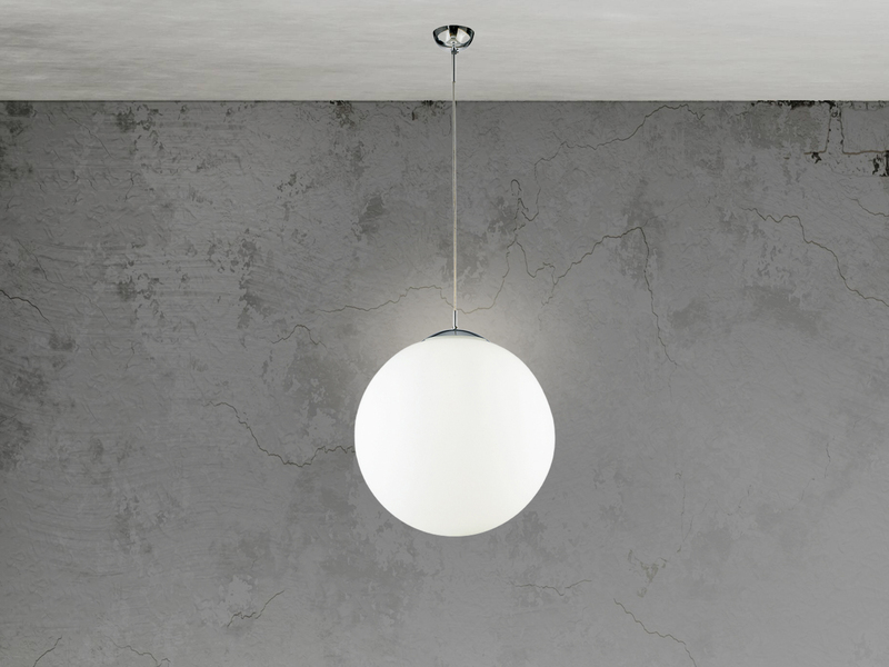 LED Pendelleuchte einflammig Glaskugel Opalweiß, Ø 35cm