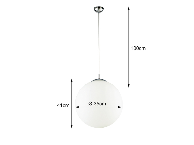 LED Pendelleuchte 1 flammig Glaskugel Weiß satiniert, Ø 35cm